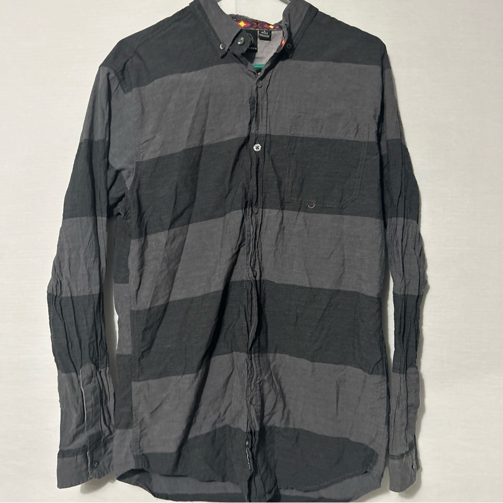 Burnside Gray and Black Casual Button Down Shirt